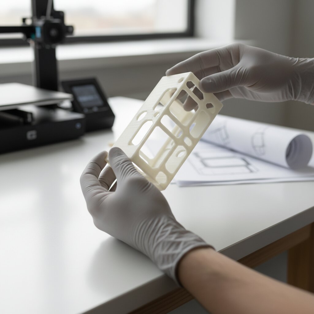 Red and white 3D-printed functional parts