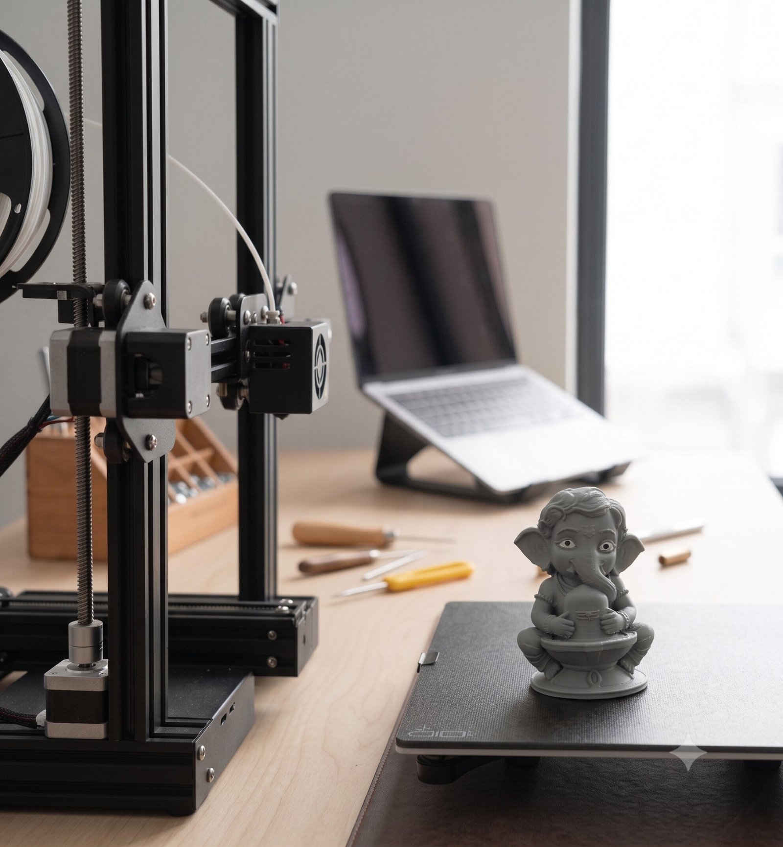 White 3D-printed architectural floor-plan model
